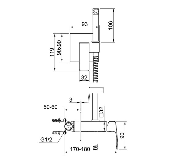 Гигиенический душ Raglo R01.52 золото
