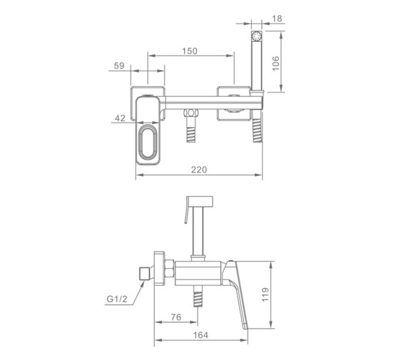 Гигиенический душ Raglo R51.51 золото сатин