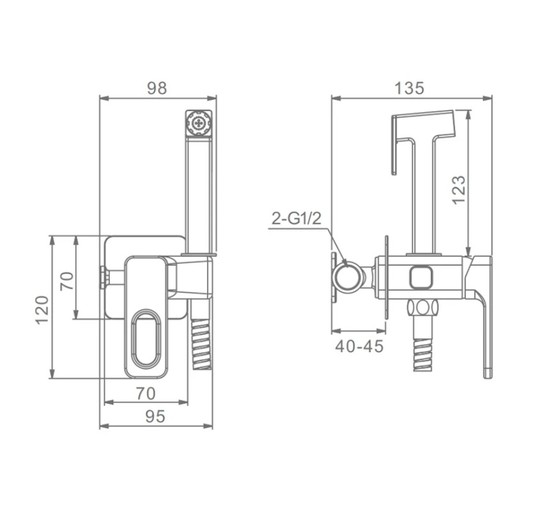 Гигиенический душ Raglo R51.52 золото сатин