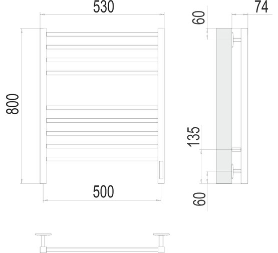 Полотенцесушитель электрический Terminus КС Ватикан 500х800 П8 черный муар