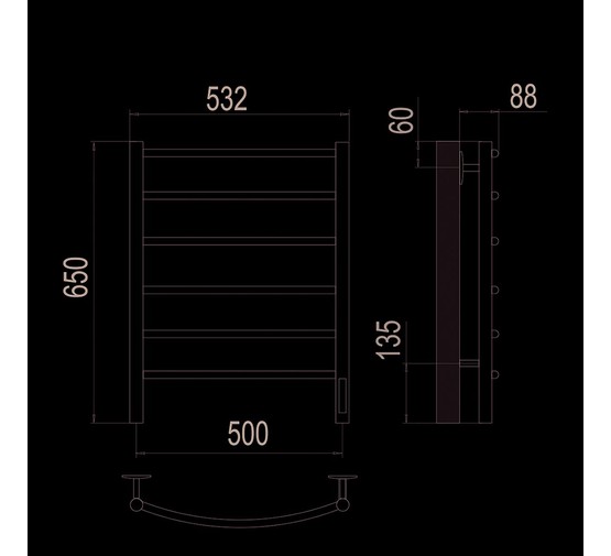 Полотенцесушитель электрический Terminus Классик 500х650 П6 сатин