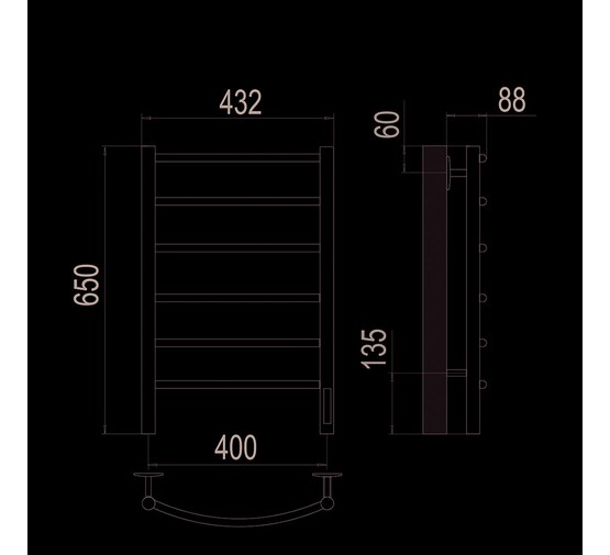 Полотенцесушитель электрический Terminus Классик 400х650 П6 сатин