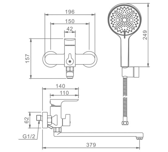 Смеситель для ванны Raglo R03.22 хром