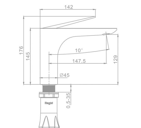 Смеситель для раковины Raglo R07.10 золото сатин