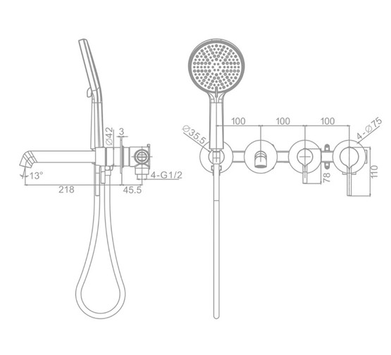 Смеситель для ванны Raglo R20.32 встраиваемый хром