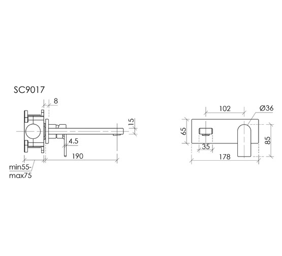 Смеситель для раковины Sancos Studio встраиваемый черный матовый