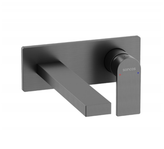 Смеситель для раковины Sancos Studio встраиваемый вороненая сталь