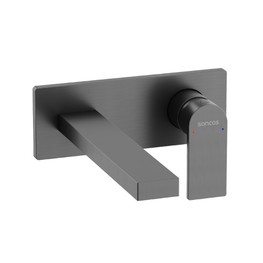 Смеситель для раковины Sancos Studio встраиваемый вороненая сталь