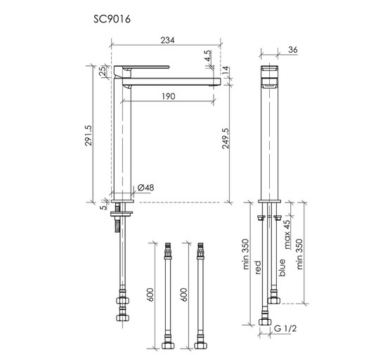 Смеситель для раковины Sancos Studio высокий хром