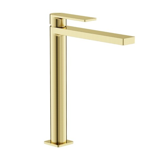 Смеситель для раковины Sancos Studio высокий золото брашированное