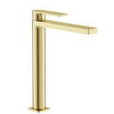 Смеситель для раковины Sancos Studio высокий золото брашированное