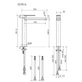 Смеситель для раковины Sancos Studio высокий черный матовый