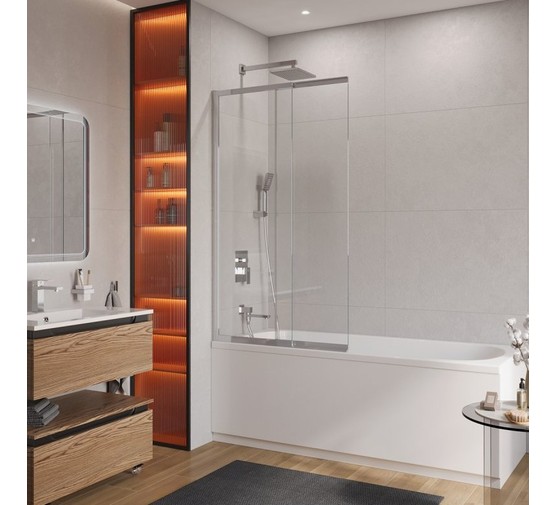 Шторка для ванны Cezares SLIDER-FIX 900x1500 хром, прозр.стекло 