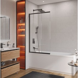 Шторка для ванны Cezares SLIDER-FIX 900x1500 черный, прозр.стекло 