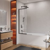 Шторка для ванны Cezares SLIDER-FIX 900x1500 черный, прозр.стекло 