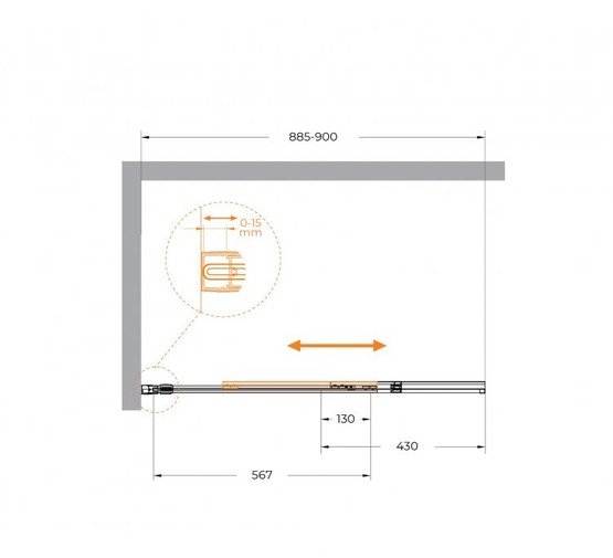 Шторка для ванны Cezares SLIDER-FIX 900x1500 золото брашированное, прозр.стекло 