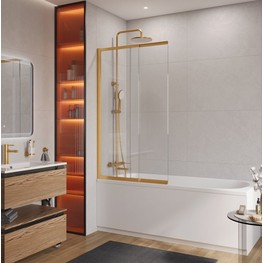 Шторка для ванны Cezares SLIDER-FIX 900x1500 золото брашированное, прозр.стекло 