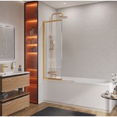 Шторка для ванны Cezares SLIDER-FIX 900x1500 золото брашированное, прозр.стекло 