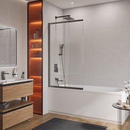 Шторка для ванны Cezares SLIDER-FIX 900x1500 оружейная сталь, прозр.стекло 