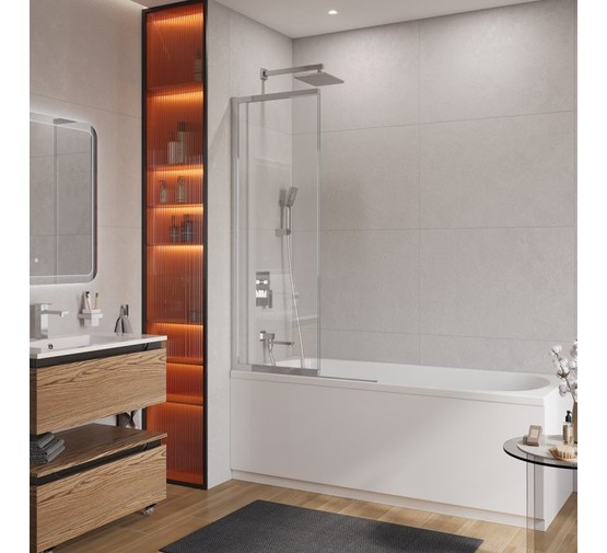 Шторка для ванны Cezares SLIDER-FIX 1000x1500 хром, прозр.стекло 