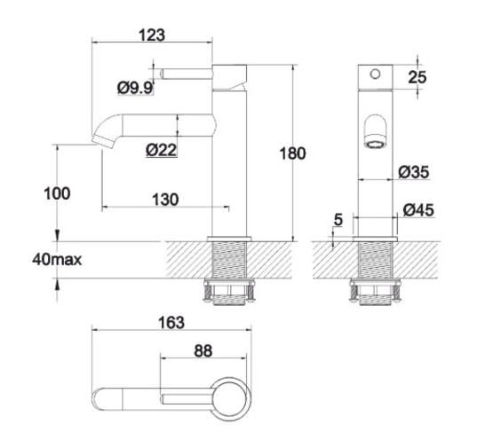Смеситель для раковины Whitecross Y1211NIB никель брашированный