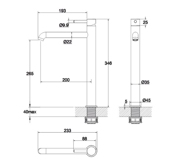 Смеситель для раковины Whitecross Y1213BL высокий черный матовый