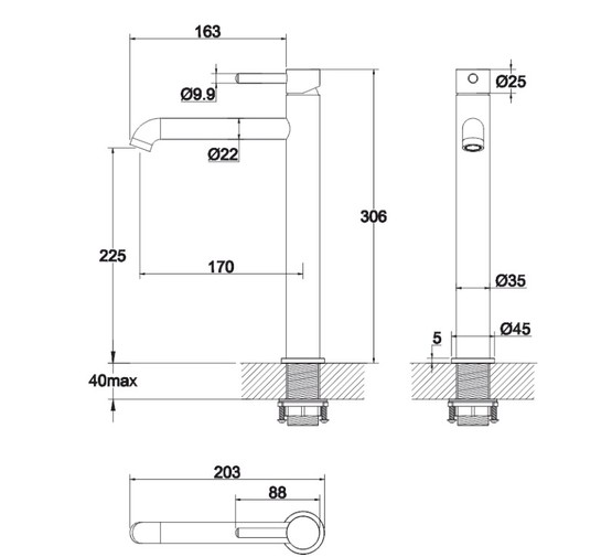 Смеситель для раковины Whitecross Y1212NIB высокий никель брашированный