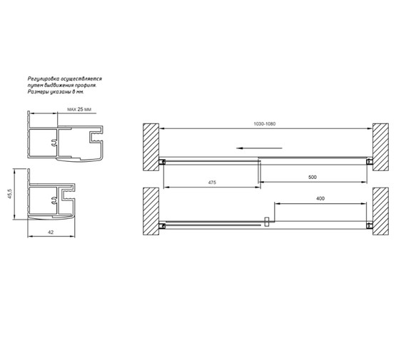 Душевая дверь Vegas Glass ZP Novo 1050 золото брашированное прозр.стекло