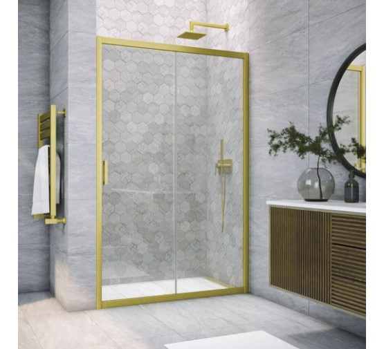 Душевая дверь Vegas Glass ZP Novo 1050 золото брашированное прозр.стекло