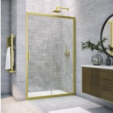 Душевая дверь Vegas Glass ZP Novo 1050 золото брашированное прозр.стекло