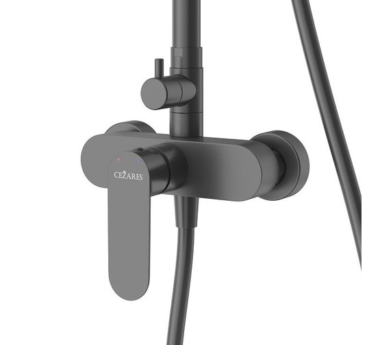 Душевая система Cezares Stylus со смесителем черный матовый