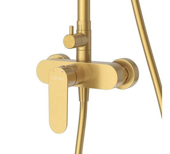 Душевая система Cezares Stylus со смесителем золото брашированное
