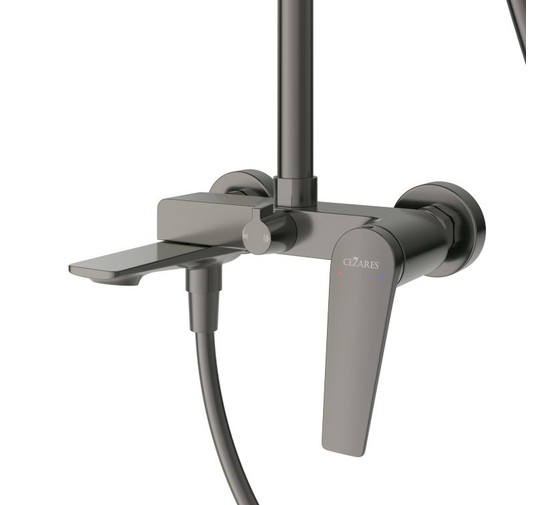 Душевая система Cezares Liner со смесителем оружейная сталь