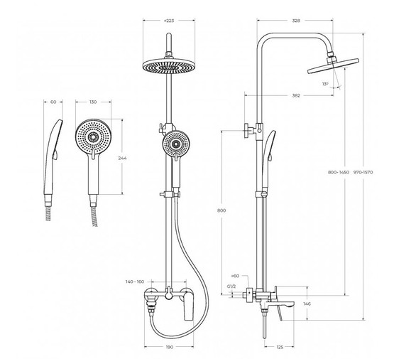 Душевая система Cezares Comfort со смесителем хром