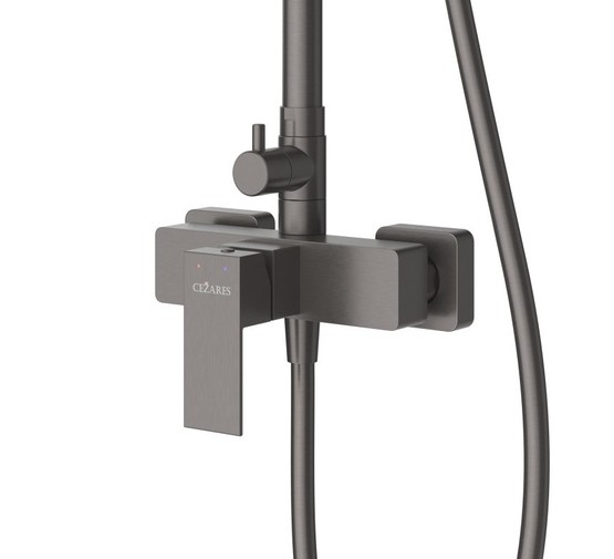 Душевая система Cezares Slider со смесителем оружейная сталь