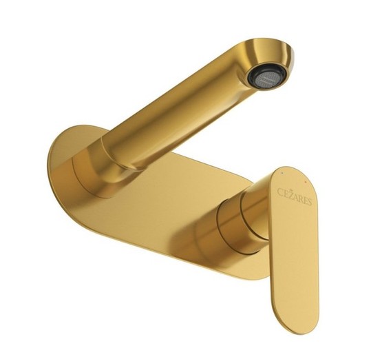 Смеситель для раковины Cezares STYLUS встраиваемый золото брашированное