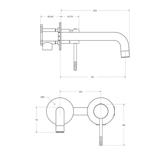 Смеситель для раковины Cezares Relax встраиваемый золото брашированное