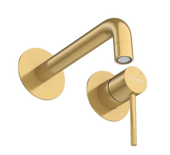 Смеситель для раковины Cezares Relax встраиваемый золото брашированное