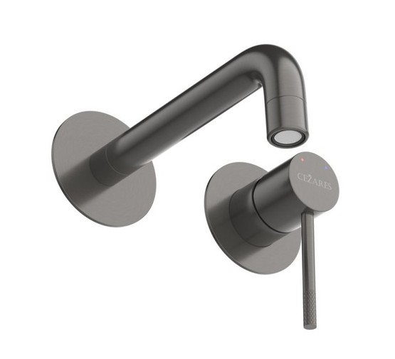 Смеситель для раковины Cezares Relax встраиваемый оружейная сталь