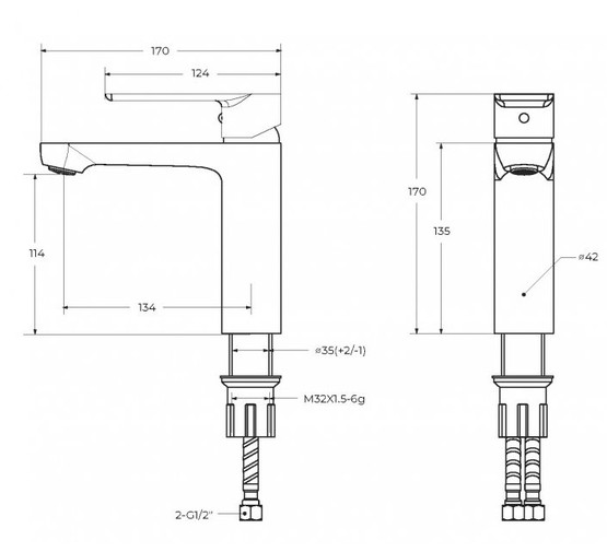 Смеситель для раковины Cezares STYLUS черный матовый