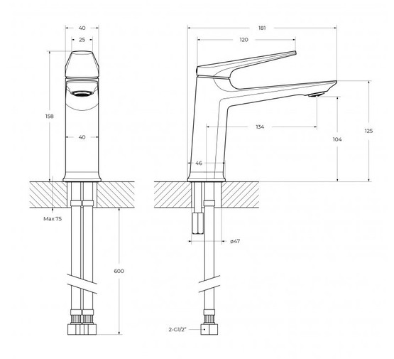 Смеситель для раковины Cezares Liner оружейная сталь