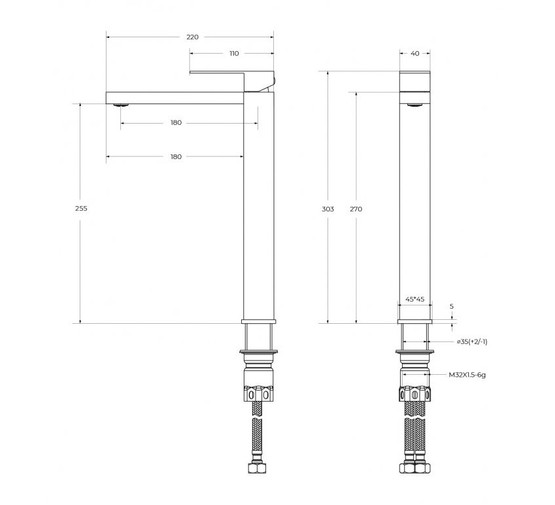 Смеситель для раковины Cezares Slider высокий хром