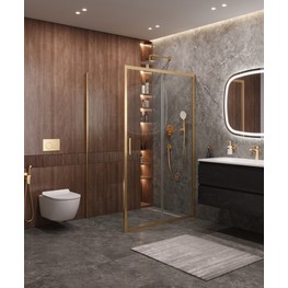 Душевой угол Cezares Molveno-AH-11 1200x900 золото брашированное прозрачное стекло