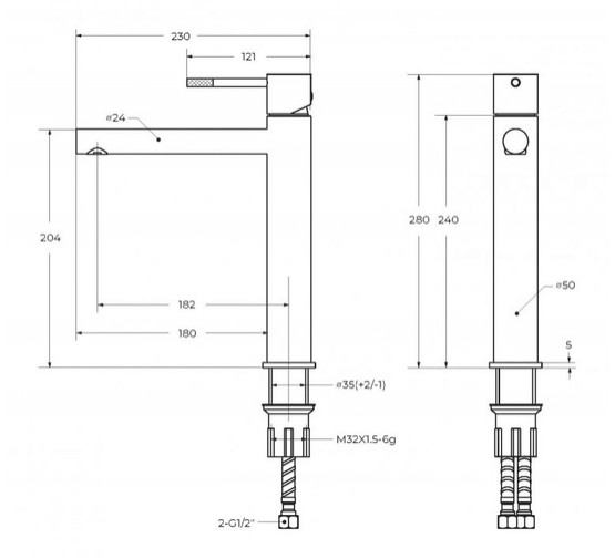 Смеситель для раковины Cezares Relax LC-2 высокий хзолото брашированное