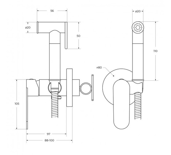 Гигиенический душ Cezares Stylus золото брашированное