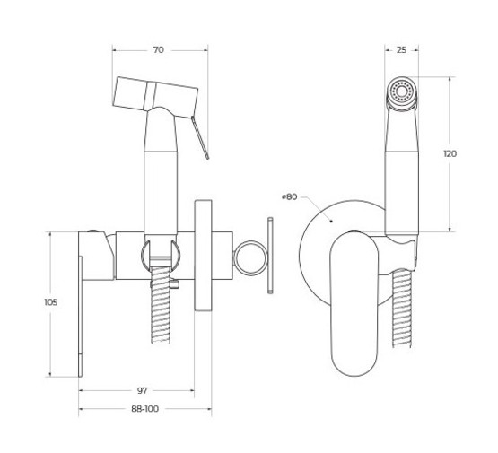 Гигиенический душ Cezares Stylus черный матовый