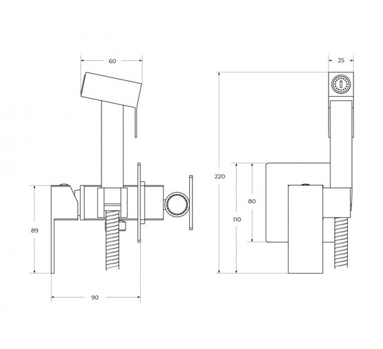 Гигиенический душ Cezares Slider оружейнная сталь