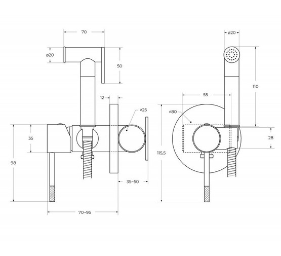 Гигиенический душ Cezares Relax золото брашированное