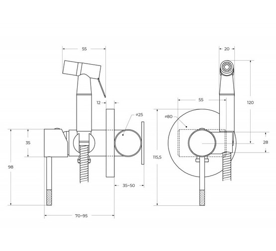Гигиенический душ Cezares Relax оружейная сталь