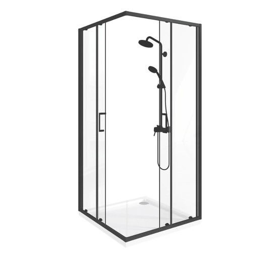 Душевой угол GOOD DOOR Lite CR-80-C-B 800х800 черный,прозр. стекло 